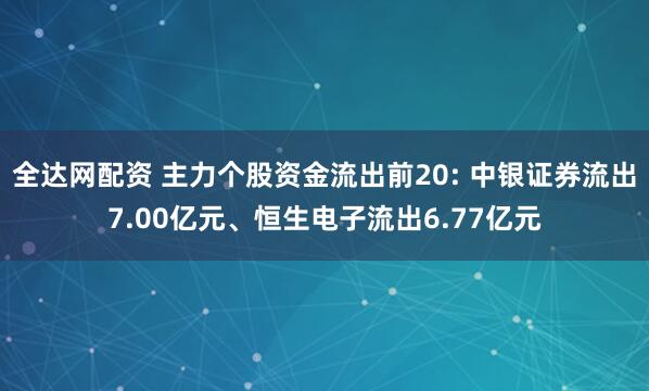 全达网配资 主力个股资金流出前20: 中银证券流出7.00亿元、恒生电子流出6.77亿元